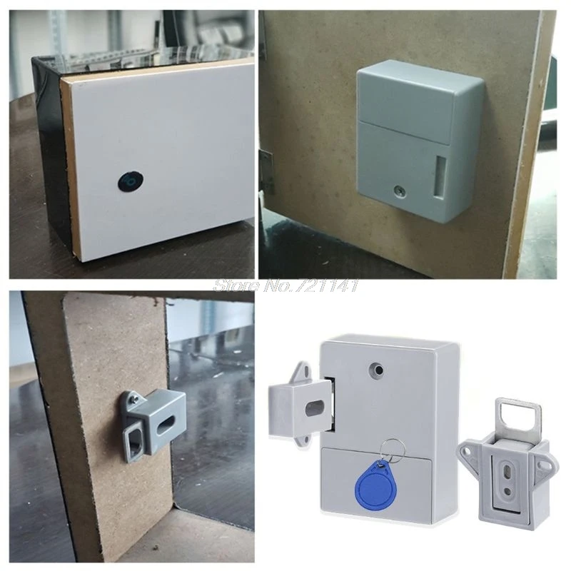 

IC Card Sensor Digital RFID Drawer Card Lock DIY Electronic Cabinet Lock, Battery RFID Card Invisible Hidden Drawer Locker Lock