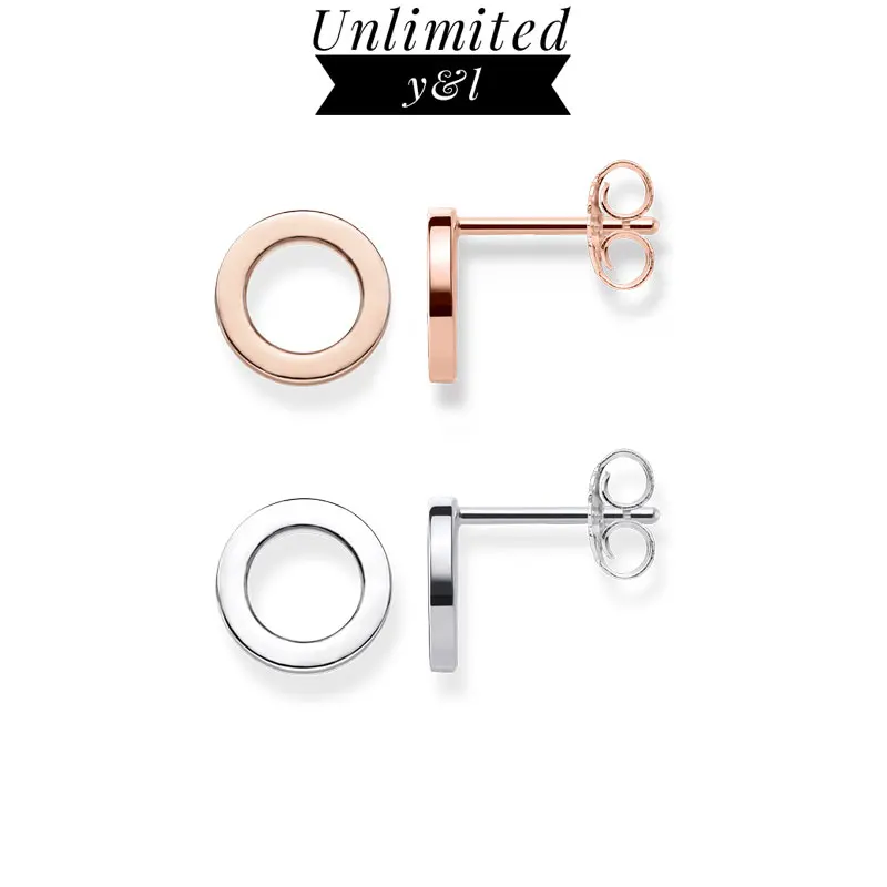 Круглые серьги-гвоздики для женщин и девочек в стиле Томаса, высокое качество, серьги-гвоздики из стерлингового серебра 925 пробы, модные золотые ювелирные изделия Подарочная бижутерия