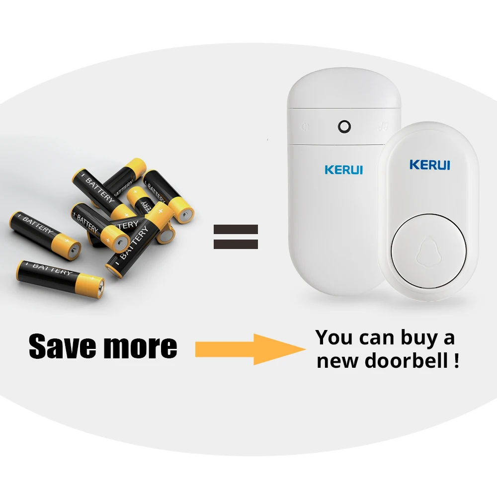 KERUI регулируемый уровень громкости дверной звонок M518 домашний самогенерирующий беспроводной дверной звонок умный электронный пульт дистанционного управления дверной звонок