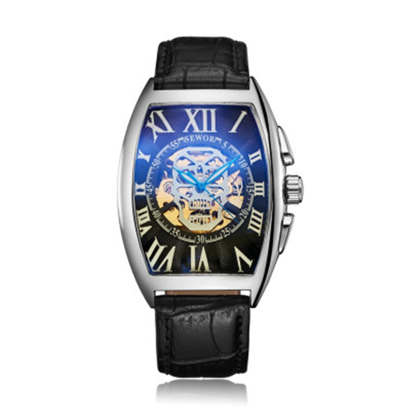 

Trend New personality Men Watch Business creativity Man Clock slim mechanical hollow skull male wristwatch personality Boy clock