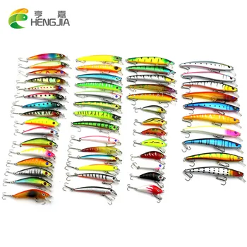 

HENGJIA 53pcs/lot pesca wobblers fishing lure Mixed 7 models fishing tackle Minnow Crankbait