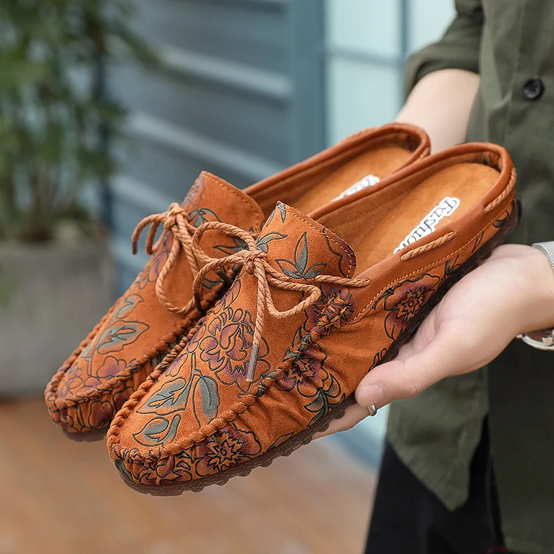

Summer Fashion Loafers Moccasins Men Yellow Red Half Drag Platform Shoes Mens Designer Men Young Casual Shoe Breathable Sneakers