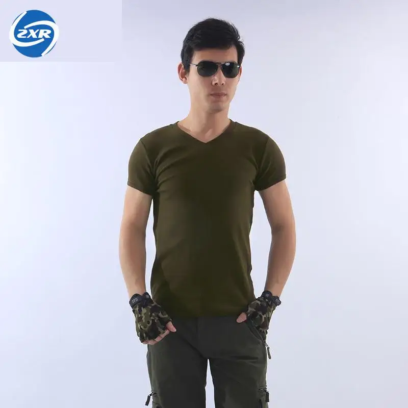 

Men's Short Sleeved V-neck Hiking T-shirt Men's Cotton Collar Army Military Fans T-shirt Uniform Outdoortactical T-shirt