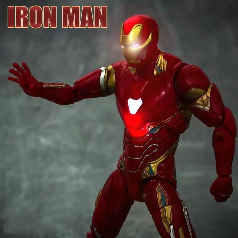 

Super hero Marvel Avengers Tony Stark Iron Man MK50 Action Figure Toy with light PVC Collectible Model Doll Toys for kid Gift