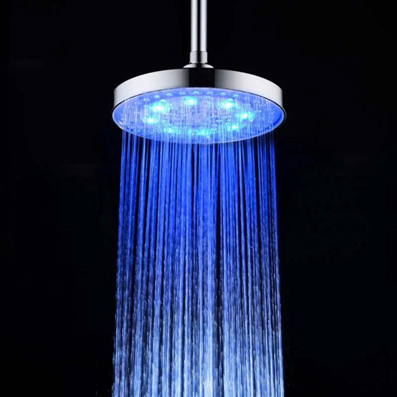1 pcs Round 8" inch Temperature Sensor 12 LED Top Spray Showerhead Rain