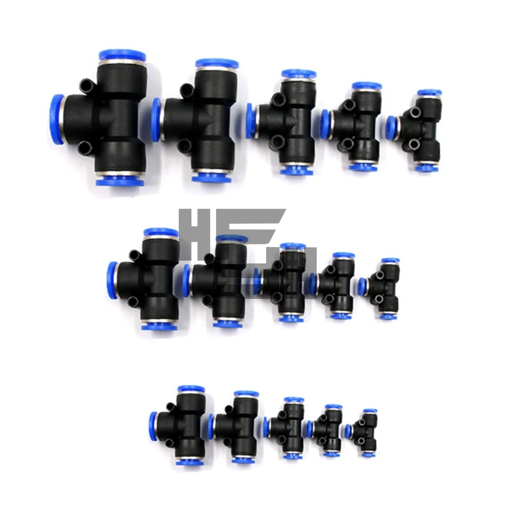 

5pcs/lot Pneumatic tracheal joint plastic quick plug connector T type three-way PE-4/6/8/10/12/14/16mm.