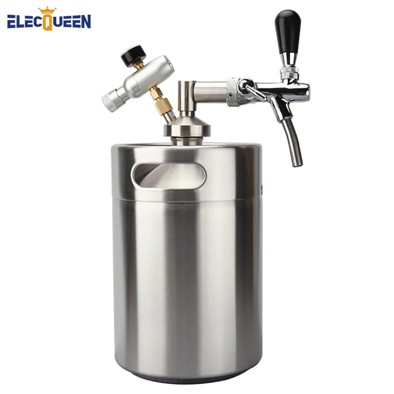 

Newest Stainless Steel 5L Mini Keg Growler + Mini Tap Dispenser with Adjustable Beer Tap Faucet + Co2 keg charger kit