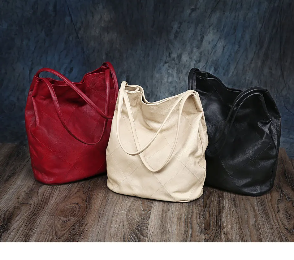 Женская кожаная бежевая сумка-мешок, роскошные сумки через плечо, женские повседневные сумки, Большая вместительная женская сумка для покупок, сумки
