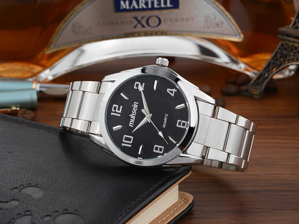 Новые повседневные деловые Лидирующий бренд водонепроницаемый нержавеющей стали Кварцевые часы мужские часы