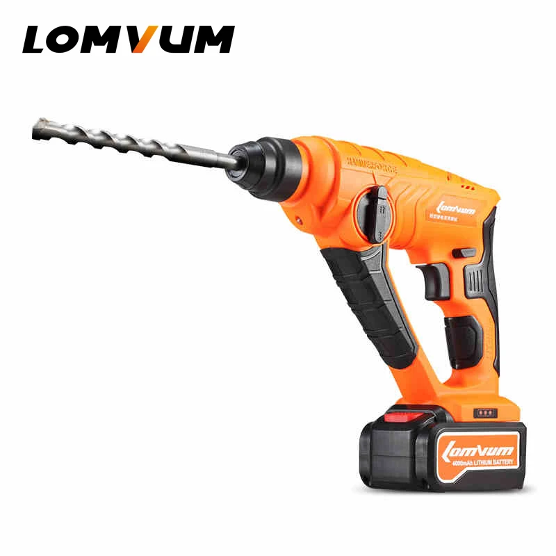 LOMVUM 21V electric hammer Cordless impact drill Concrete wall rotary bit power longyun percussion professional Genuine tools