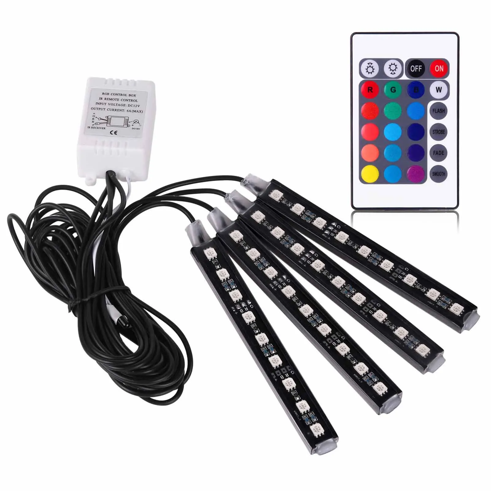new 4pcs/set 12CM RGB LED Car Body Underglow Strip Neon Light Kit Remote Control