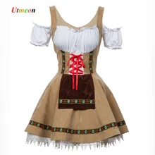 UTMEON S-4XL, сексуальный пивной костюм для девушек, девичий костюм горничной, баварское нарядное платье, Dirndl для взрослых женщин, костюм Октоберфеста
