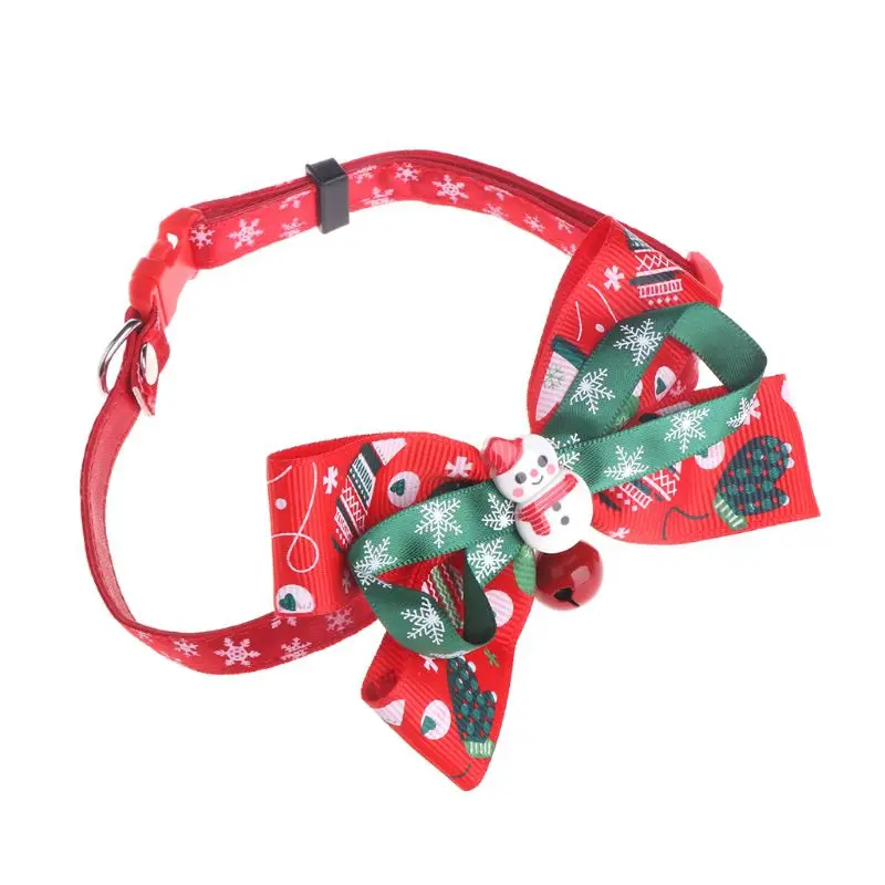 Рождественский Санта-Клаус Pet Dogs Cats Puppy Bell регулируемый галстук-бабочка галстук воротник - Цвет: L