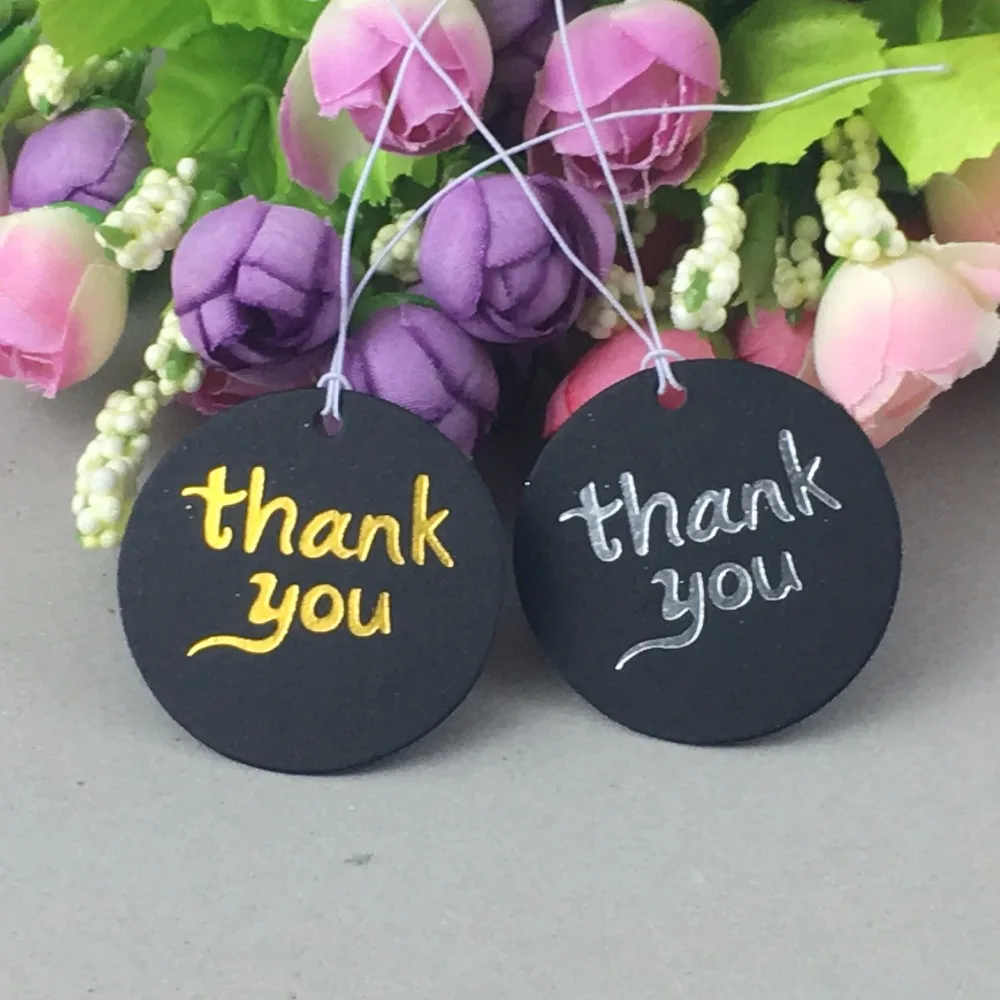 200 шт./лот подарочные бирки Thank you + шт. Круглые Крафт Упаковочные этикетки для