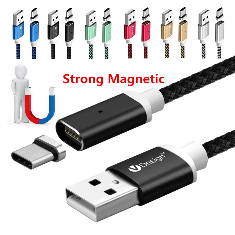 

1m Magnetic USB Type C Cable 2.1A Fast Charging Magnetic Type-C USB-C Cable Adapter For Google Pixel2/Pixel XL2 For Samsung S9