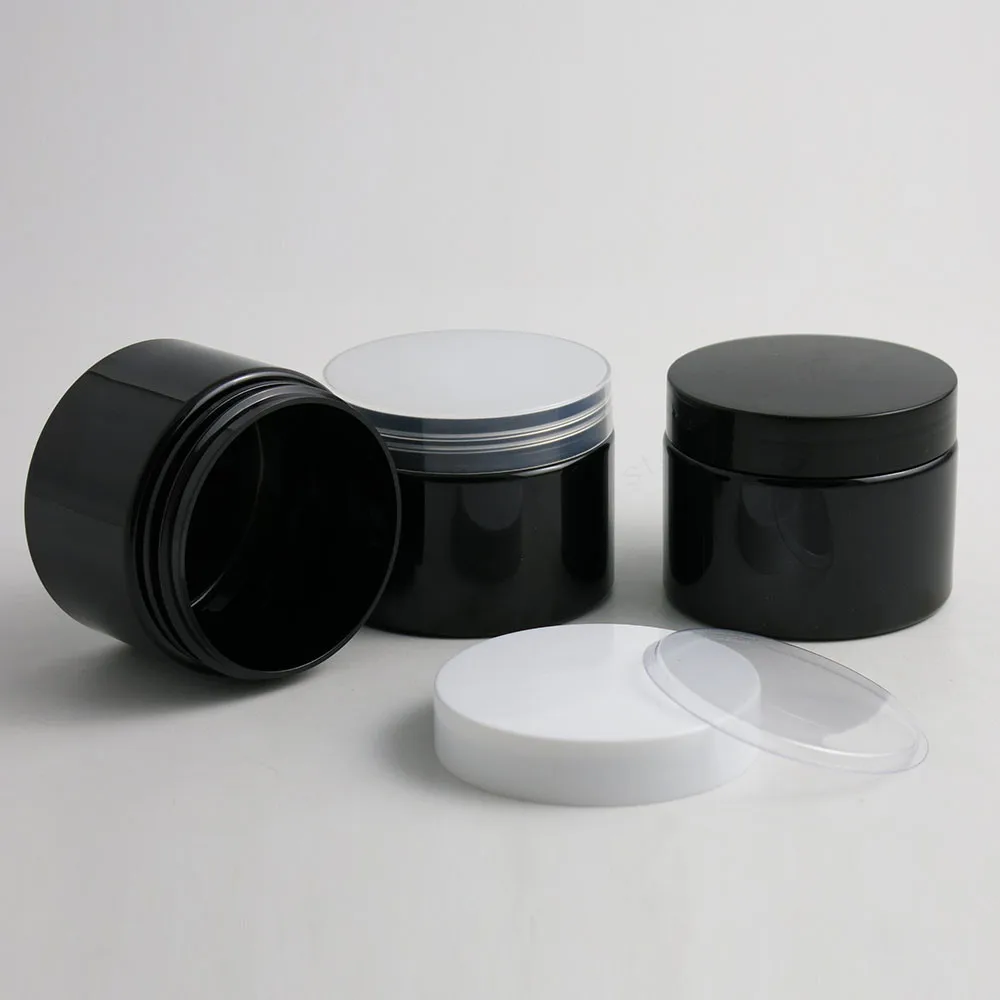 20 x 150g 5oz Black Plastic Jar With Lid Cosmetic jars Empty Cosmetic