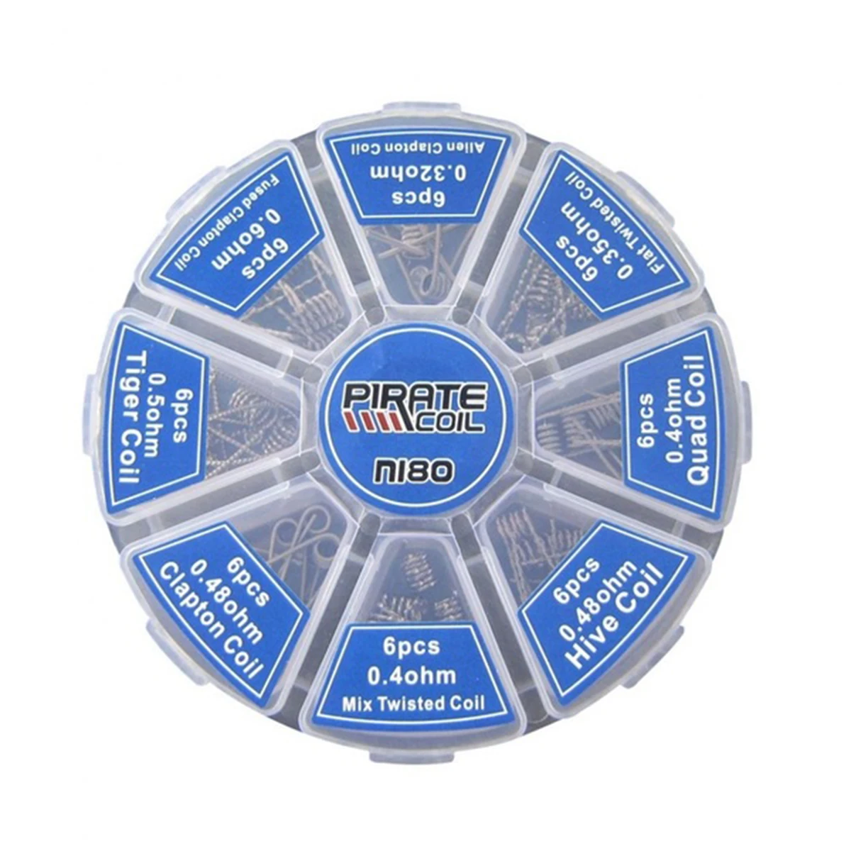 

PIRATE COIL Fashion Hot 48Pcs/8 In 1 Pre-built Coils Ni80 Twisted Clapton DIY Atomizer E-Cigarette Wire