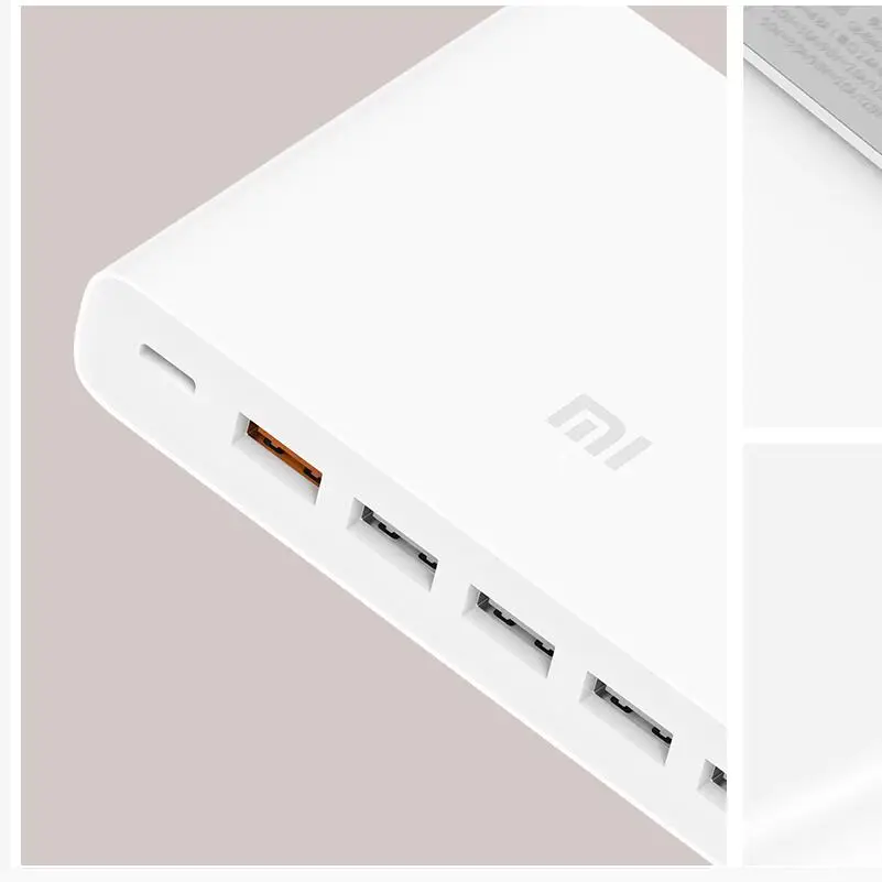 Оригинальное зарядное устройство USB Xiaomi 60 Вт Max Smart output 1 type-C 6 портов 5 USB-A Dual QC 3,0 Быстрая зарядка 18 Вт x2 24 Вт