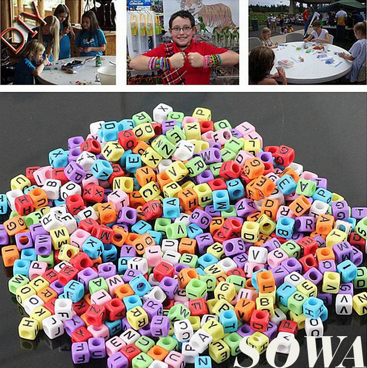 

Mix letter Mix Color 6mm 144 Pcs/Lot Rubber Bands DIY Silicone loom Refills Cube Letter Beads Pendants Charm Bracelets