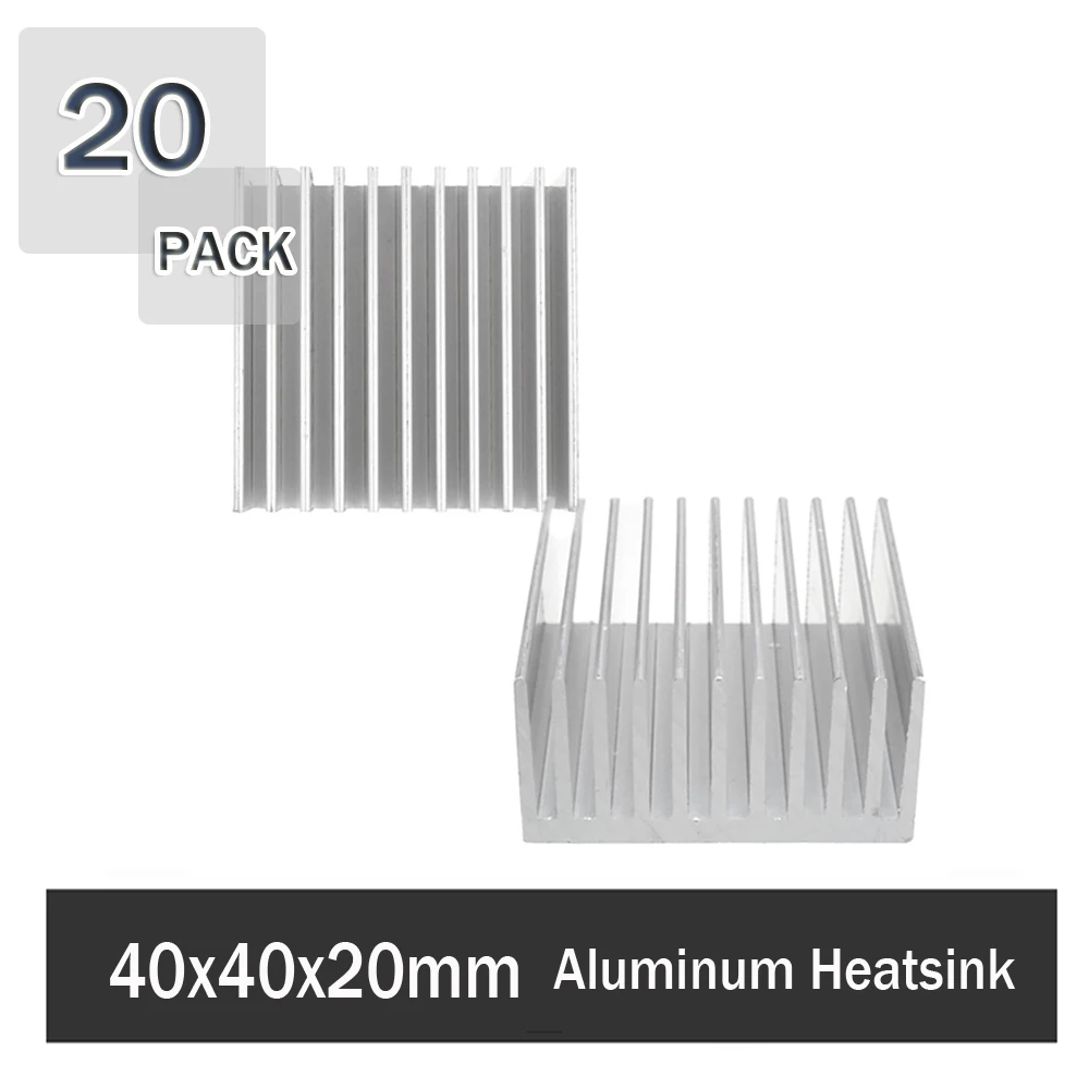 

20Pccs Gdstime 40mm 4cm Aluminum Chipset Heatsink Radiator Silver Tone Aluminum Radiator Heatsink 40mm x 40mm x 20mm