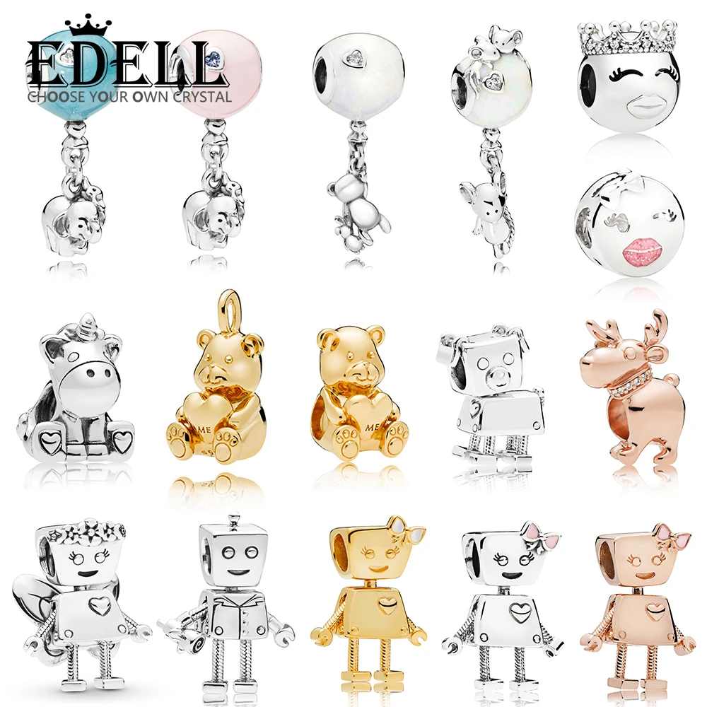 

EDELL 100% 925 Sterling Silver Forever Family Friends BEAR Bella Rob Bot CHARM REINDEER ELEPHANT BALLOON PRINCESS UNICORN Beads