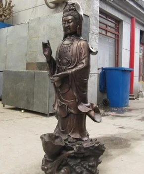 

xd 001398 50"China classical Bronze Kwan-Yin Guan Yin Bodhisattva Buddha on Dragon Statue