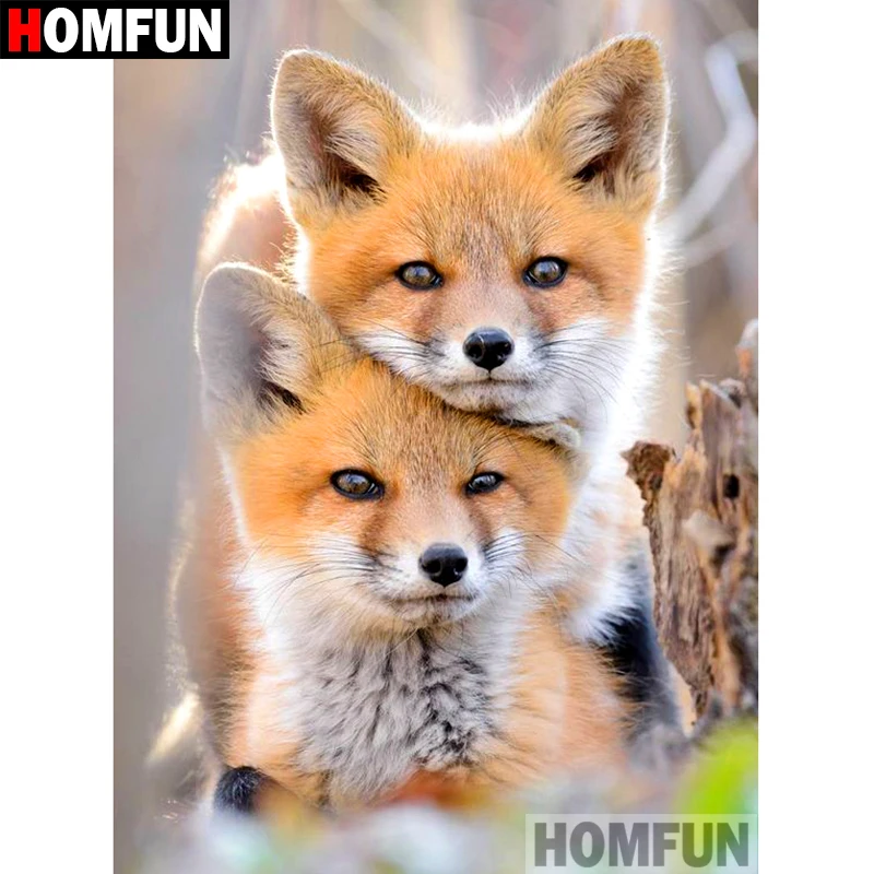 Алмазная 5D картина HOMFUN сделай сам полное вышивка животное лиса из смолы