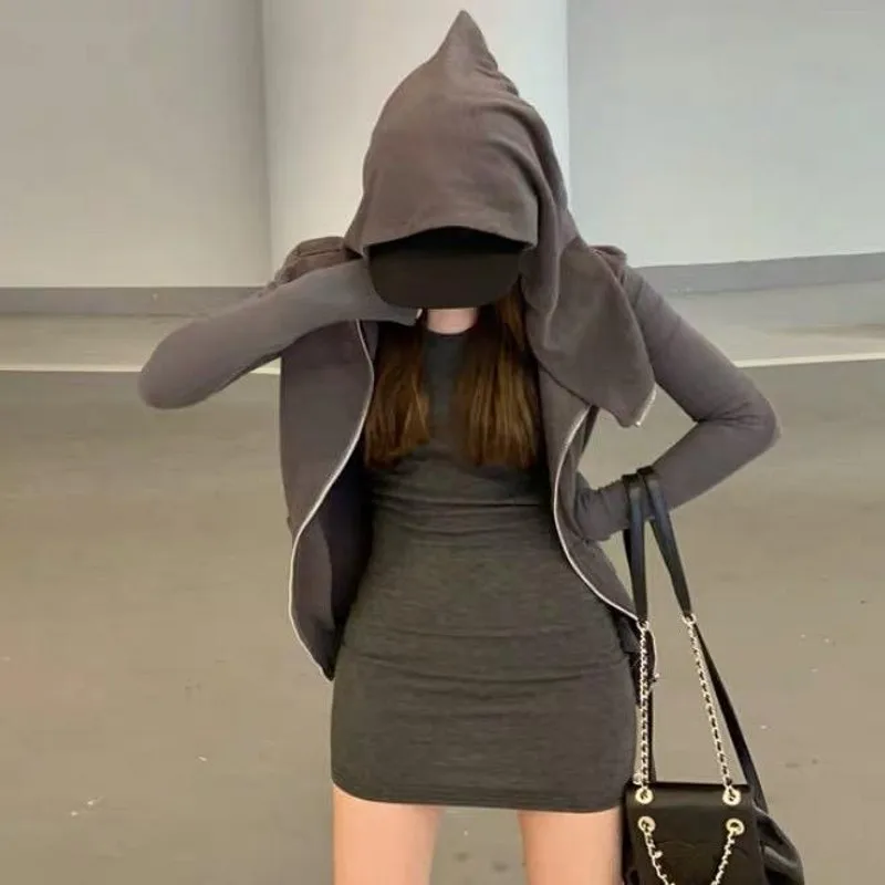 

2 Piece Set Women Witch Gothic Sweatshirt Set Autumn Winter Solid Pocket Tracksuit Set Casual Female Suit Sweatshirts