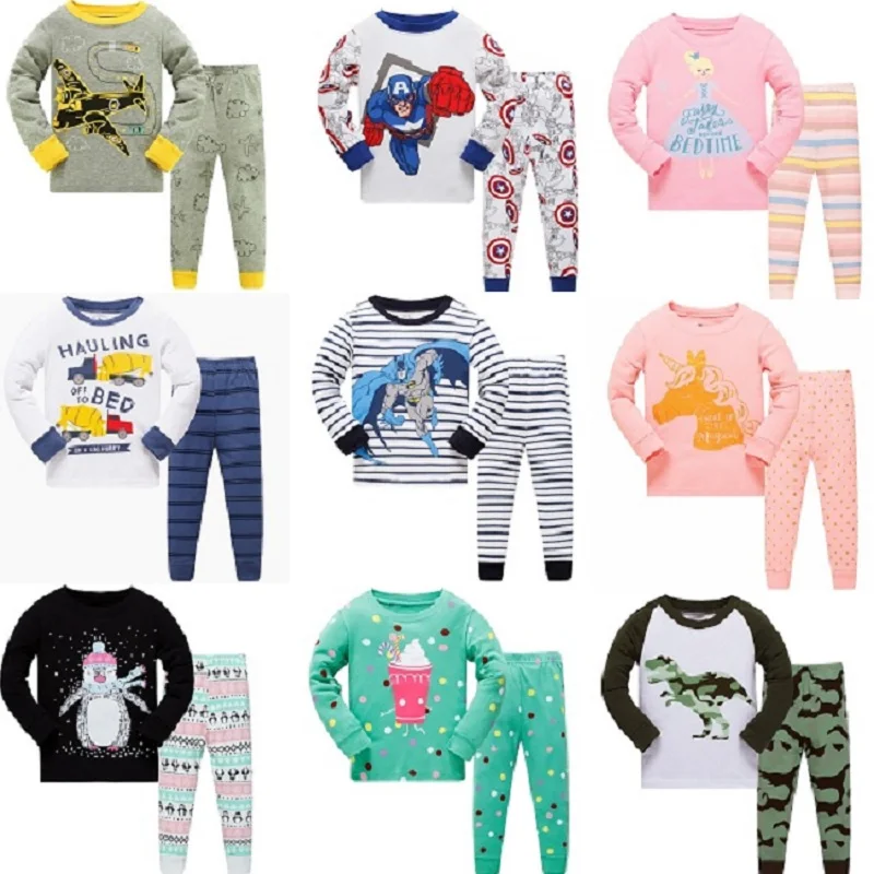 

Autumn Children Pajamas Boys Pure Cotton Suit kids Catamite Children's Garment Thin Section Cartoon Home Clothes Serve Pyjamas