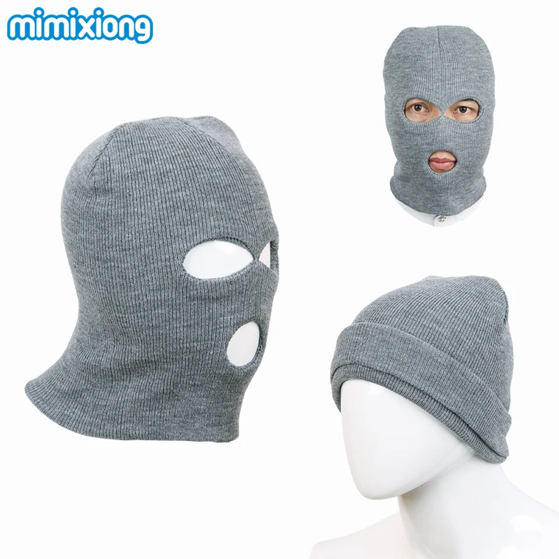 Вязаная балаклава для ребенка зимняя маска для детей теплые шапки ветрозащитная шапка для малышей лыжная маска для лица черный серый