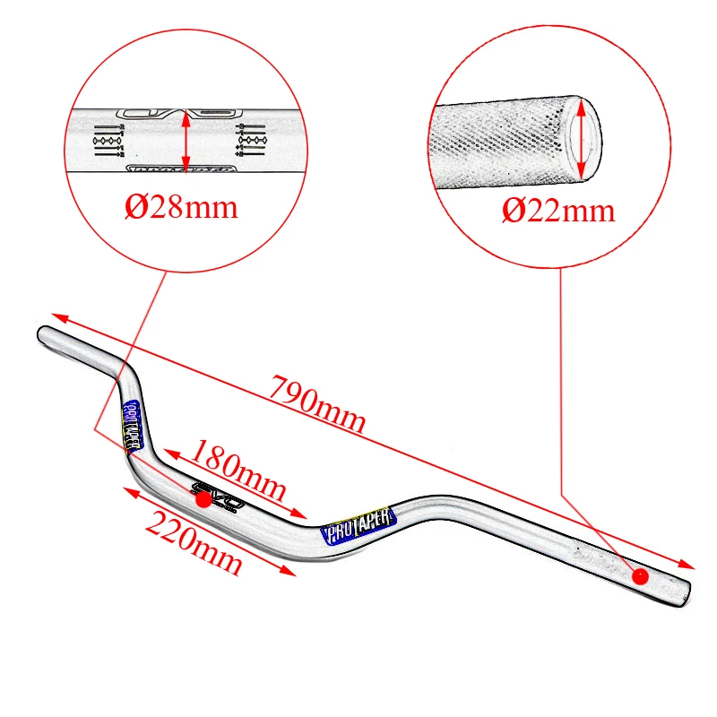 Руль PRO Taper Pack Fat Bar 1 1/8 &quot Dirt Pit Bike длина руля для мотокросса мотоцикла 28 мм