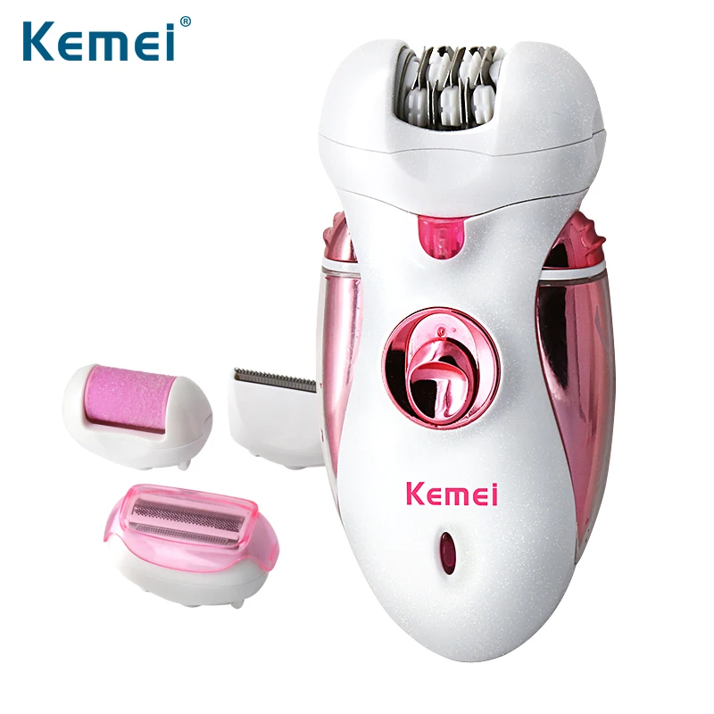 

Kemei KM-2530 4 in 1 Rechargeable Multifunctional Women Shaver Electric Epilator Hair Removal Foot Care Tool With Charging Lamp