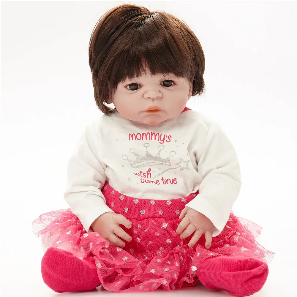 

Full Body Silicone Vinyl Babies Reborn Dolls Realistic Alive 23 Inch New Born Baby Bebe Bonecas Rebron Gift Toys for Girls