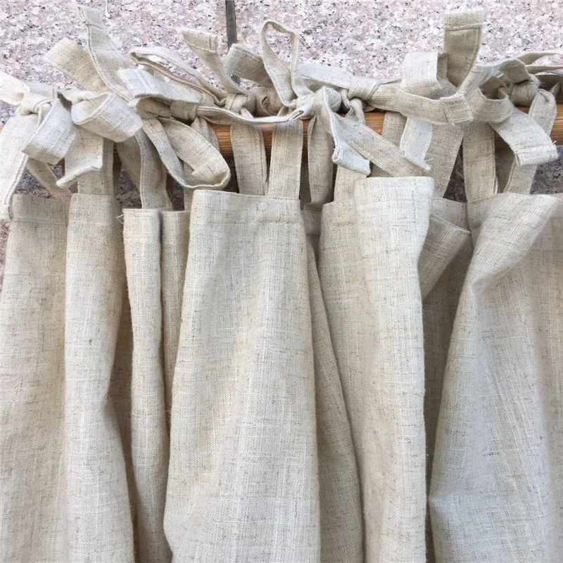 Natural Linen Curtain Orginal Hemp Curtains Solid Color Semi blackout