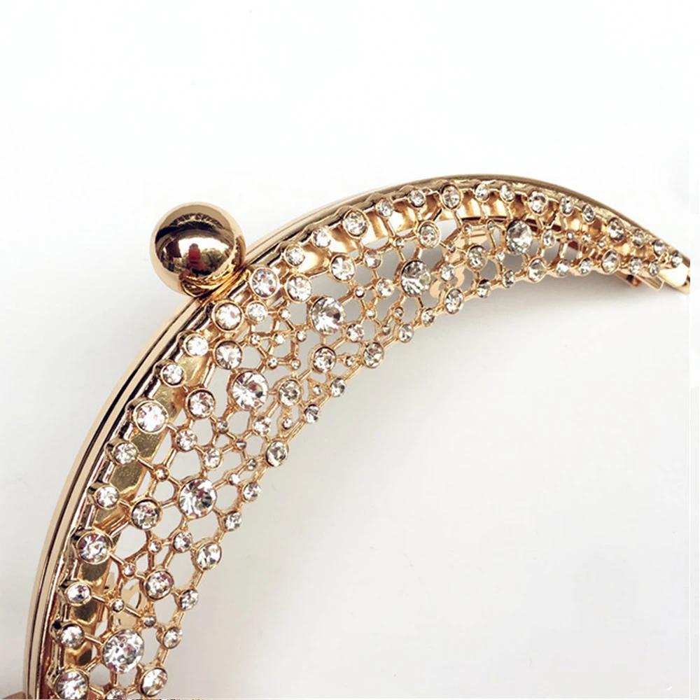 10pcs/Lot 19cm Metal Purse Frame With Diamond Bag Frame Handle DIY Kiss Clasp Lock for Clutch Handbag Women Bag Accessories Part