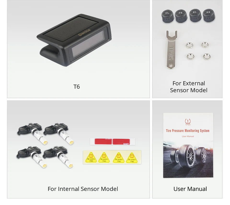 Ownice умный беспроводной автомобиль TPMS безопасности шин давление мониторинга сигнализации системы солнечной энергии цифровой 4 Внешний внутренний датчик