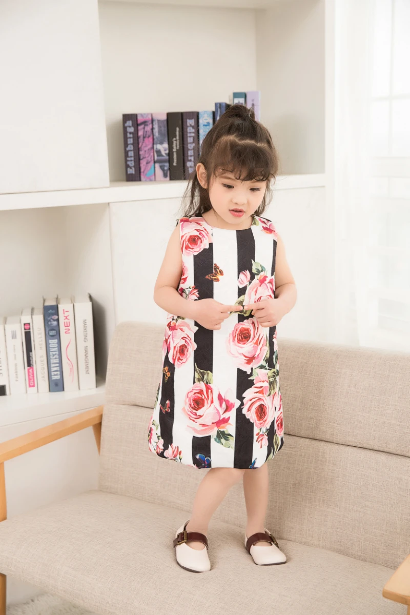 skirt dress for baby girl Spring new style little girls dress 3D rose print pattern vest dress toddler kids princess party wedding clothing 2-10Yrs born baby dress