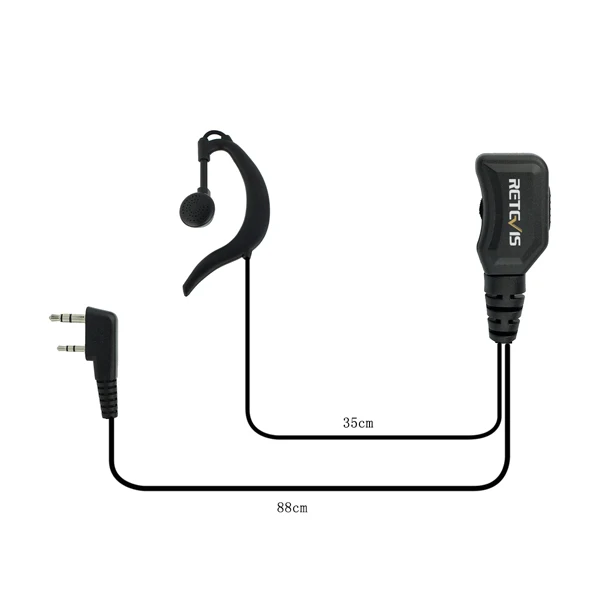 EEK002 RT5R Walkie Talkie G-Type Earpiece Adjustable Volume Earphone 2Pin PTT He