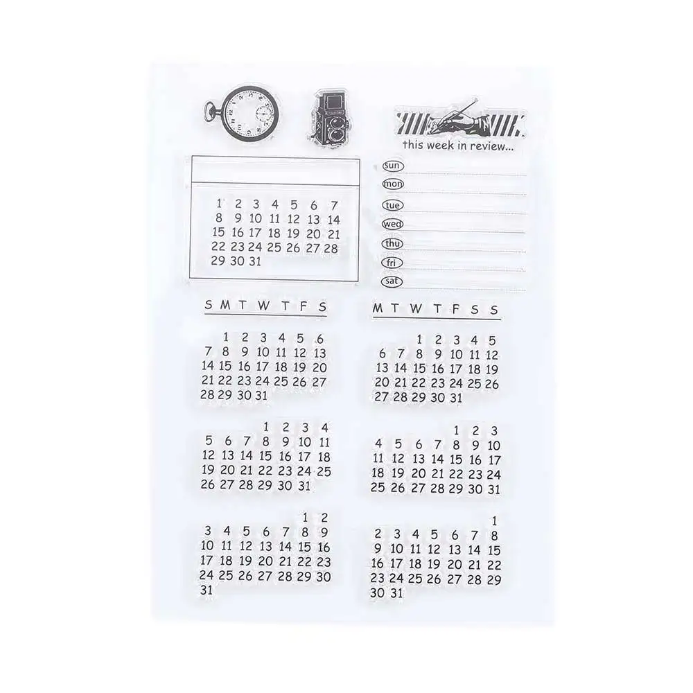 

1pcs Calendar Time Transparent Silicone Stamps Children DIY Handmade Scrapbook Photo Album Decor Tools Students Soft Stamp