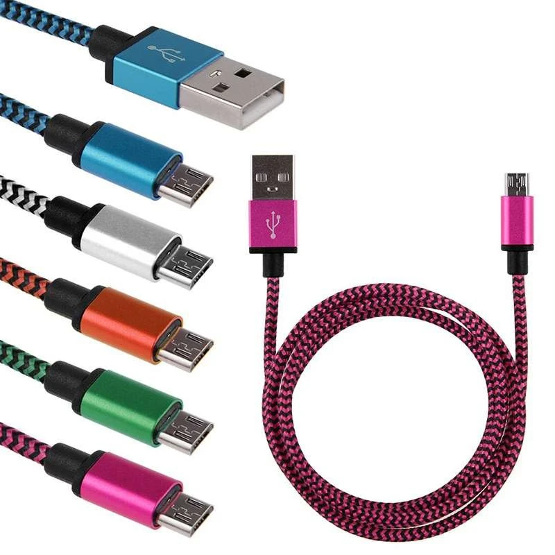 Плетеный кабель Micro usb из нейлонового сплава, короткий 0,2 м, 1 м, 2 м, длинный usb-кабель для зарядки android, для xiaomi, huawei, samsung