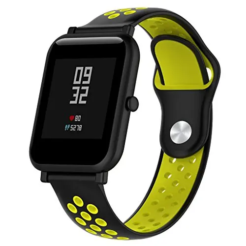 20 мм 22 мм ремешок для Huami Amazfit Bip band Силиконовый смарт-браслет аксессуары ремень для Xiaomi Amazfit Bip браслет ремешок - Цвет ремешка: black yellow