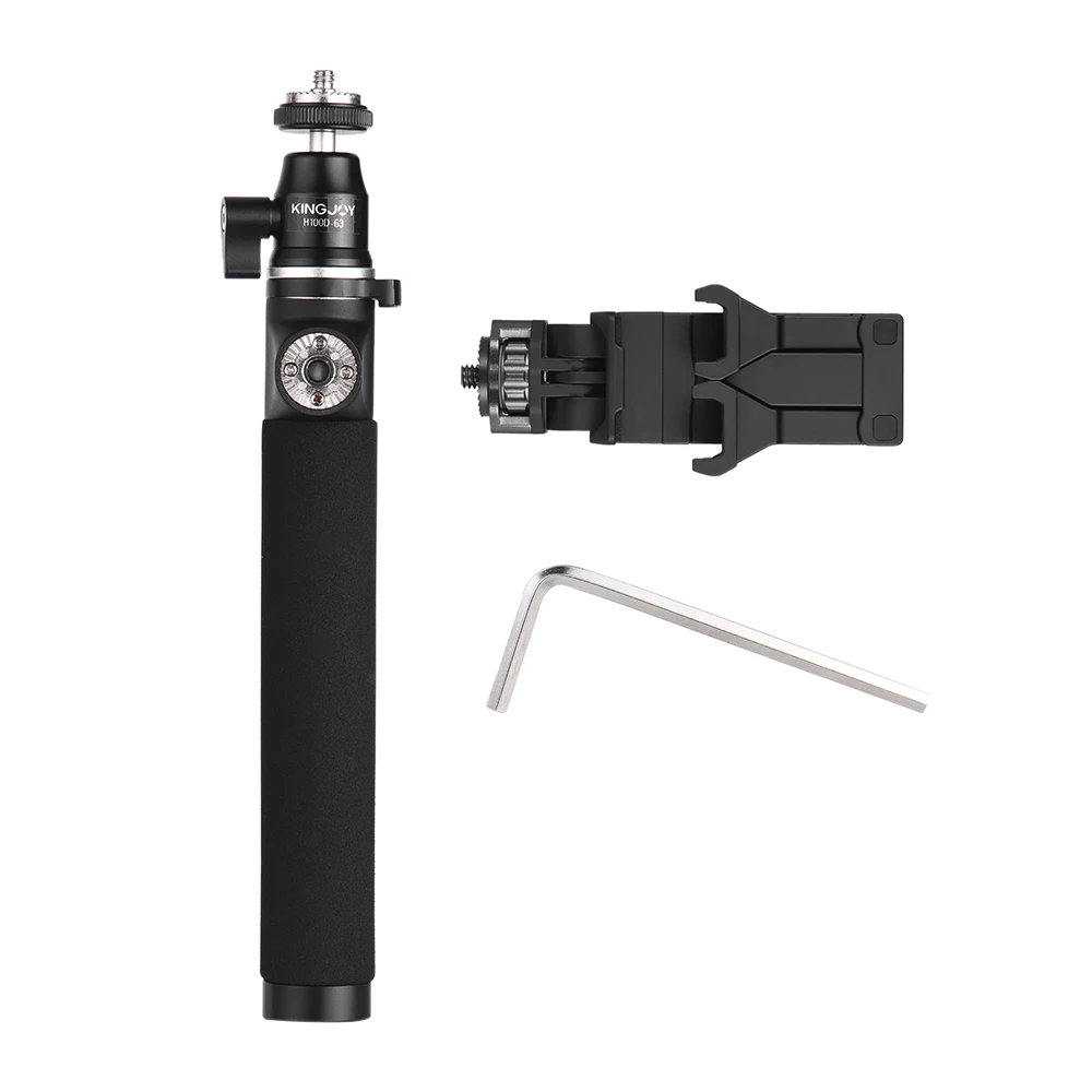 KINGJOY-H100D-63-Extendable-Selfie-Stick-Monopod-+-Phone-Clip-Holder-with-14-Screw-for-DJI-OSMO-Stabilizer-for-Gopro-Hero-Camera (1)