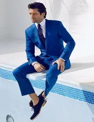 Королевский Azul новио, Barato Slim Fit Muesca Solapa de 2016 де-ла-vendimia de La Boda de Baile Traje de Los Hombres