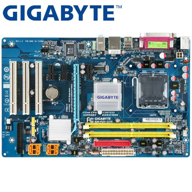 GIGABYTE GA P31 S3G настольная материнская плата розетка LGA 775 для ядра 2 DDR2 4G Micro ATX