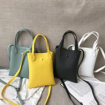 

Fashion Solid Color Button Handbag Women Large Capacity Shoulder Messenger Bags Female Casual Simple Crossbody Bags bolso mujer