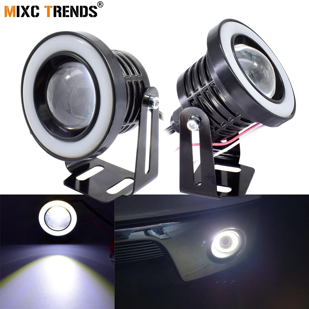 Multi-Color RGB 3" Projector LED Fog Light Lamp DRL w/ COB Halo Angel