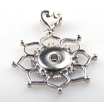

new arrive Fashion alloy hollow flower heart metal charm snap button necklace pendant Free shipping
