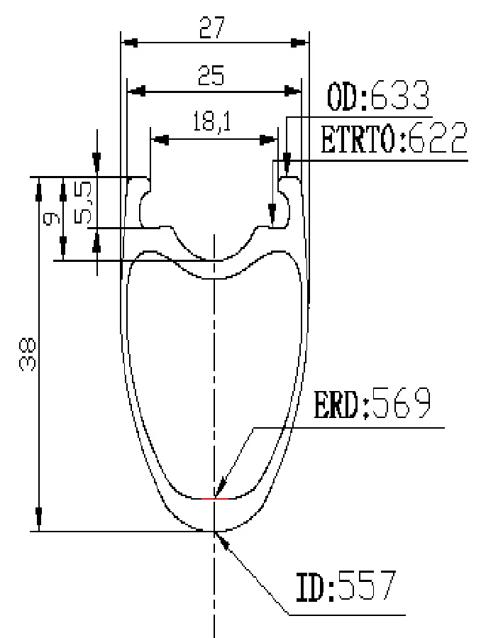 38mm rim brake
