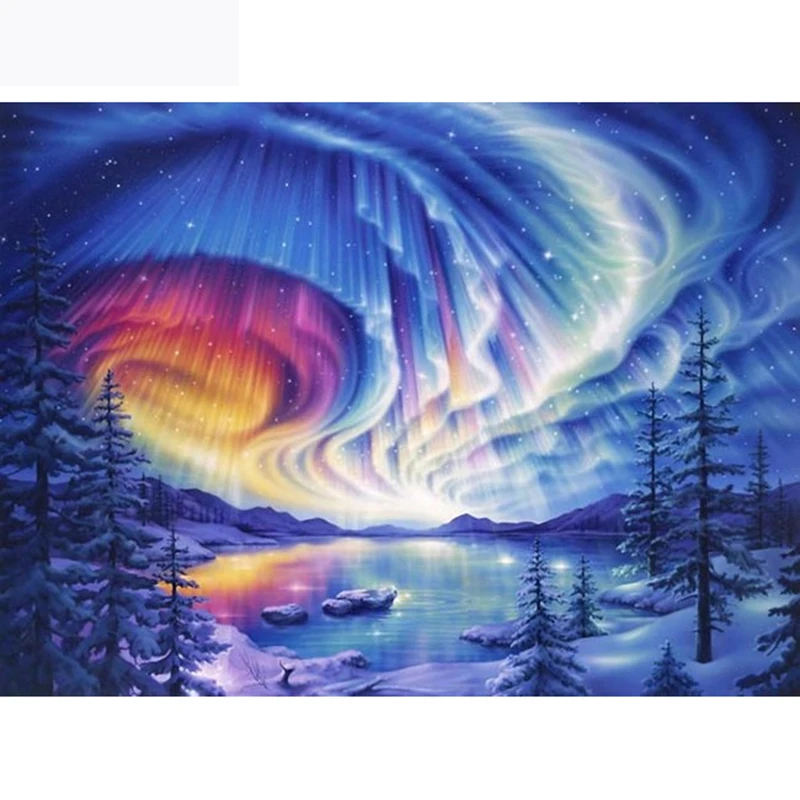 Kit Diamond Painting 5D Aurora Glacier - 4 Pezzi 30x40 Cm Per Adulti E Bambini, Decorazione Casa