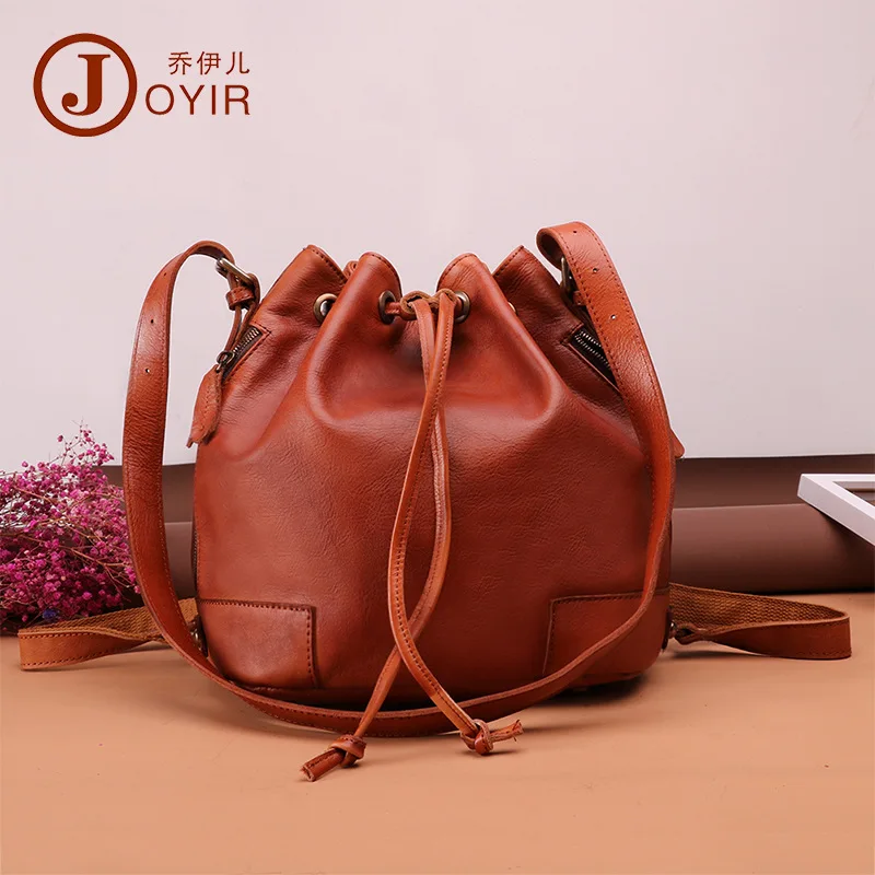 Joyir Vintage Mode Vrouwen Echt lederen Emmer Zak Kwastje Trekkoord Schoudertas sac a main Multifunctionele messenger bag Joyir Vintage Mode Vrouwen Echt lederen Emmer Zak Kwastje Trekkoord Schoudertas sac a main Multifunctionele messenger bag